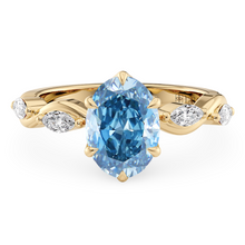 Load image into Gallery viewer, Lucce Constance Petal Oval 6-Prong Ocean Blue Diamond