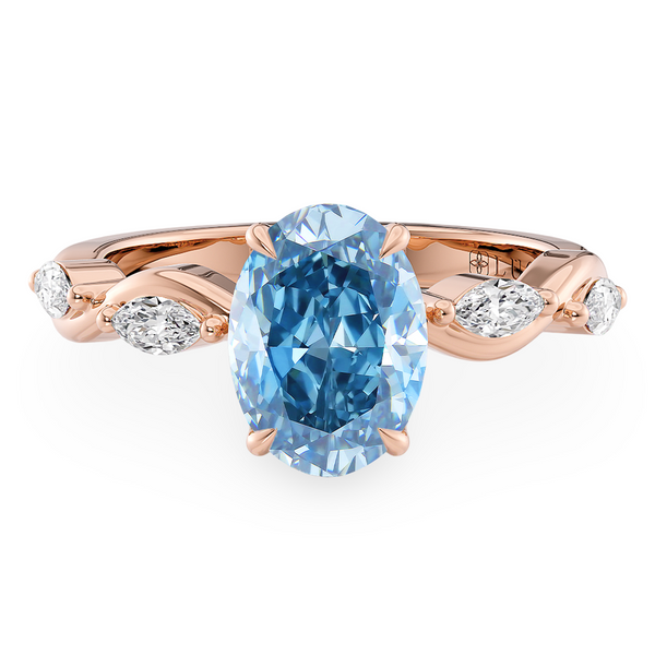 Lucce Constance Petal Oval 4-Prong Ocean Blue Diamond