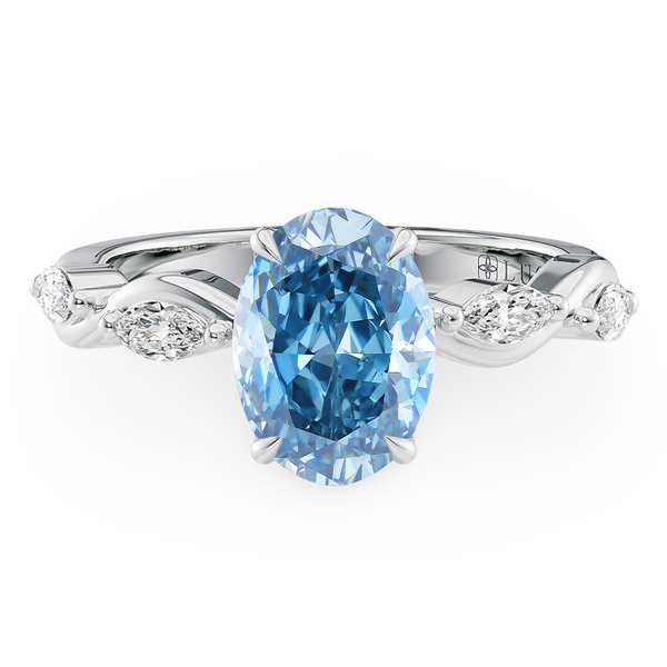 Lucce Constance Petal Oval 4-Prong Ocean Blue Diamond