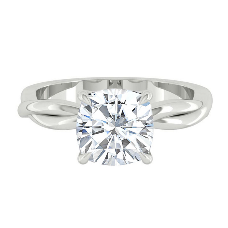 Cushion Lab Natural Diamond Engagement Ring with Twisting Gold Platinum band Philippines