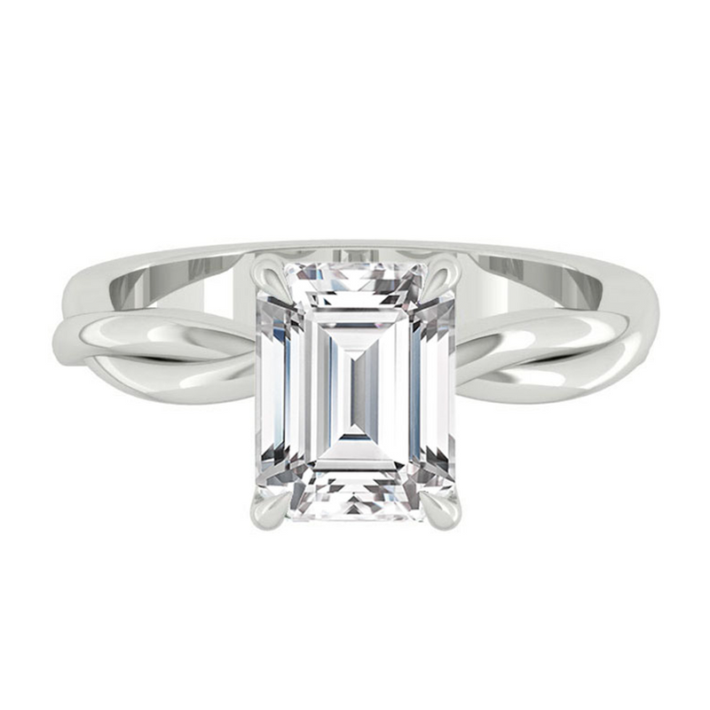 Emerald Lab Natural Diamond Engagement Ring with Twisting Gold Platinum band Philippines
