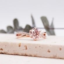 Load image into Gallery viewer, Pink Diamond Engagement Ring with Pave Infinity Gold Platinum band Philippines