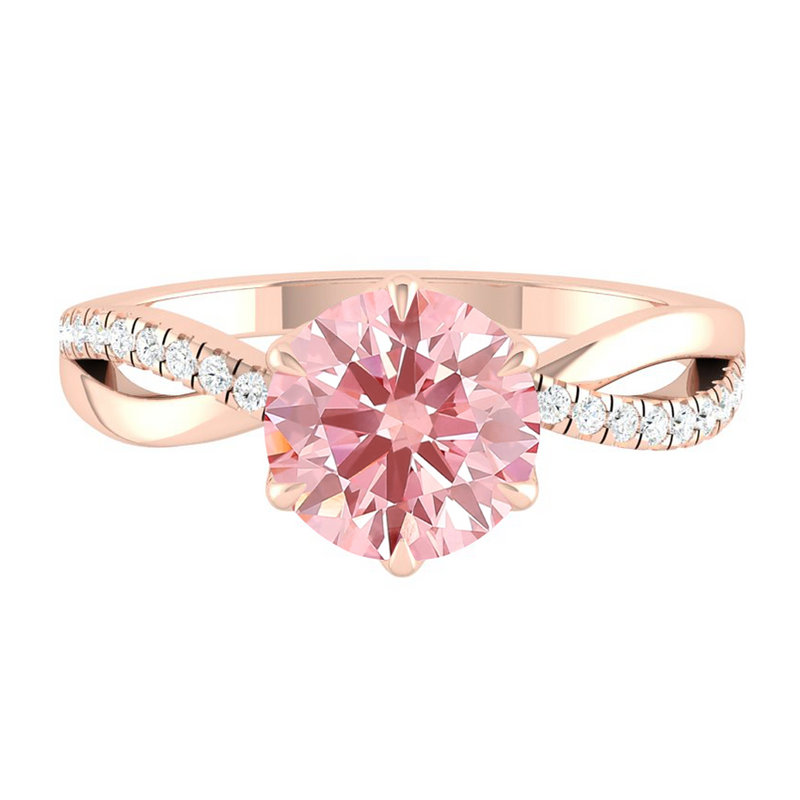 Pink Diamond Engagement Ring with Pave Infinity Gold Platinum band Philippines