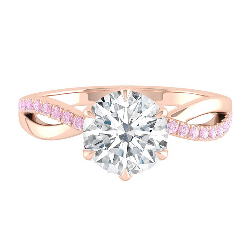 Pink Diamond Engagement Ring with Infinity Gold Platinum band Philippines