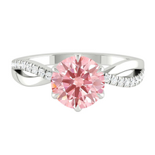 Load image into Gallery viewer, Pink Diamond Engagement Ring with Pave Infinity Gold Platinum band Philippines