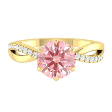 Load image into Gallery viewer, Pink Diamond Engagement Ring with Pave Infinity Gold Platinum band Philippines