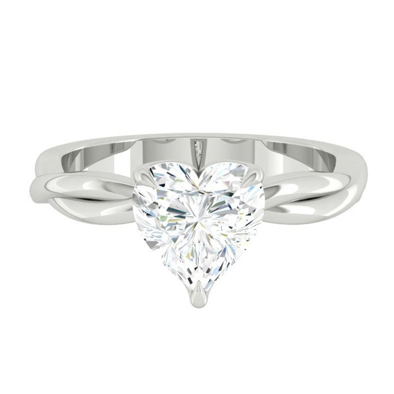 Heart Lab Natural Diamond Engagement Ring with Twisting Gold Platinum band Philippines
