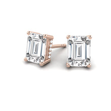 Load image into Gallery viewer, Emerald cut Diamond Earrings with Hidden Halo Philippines