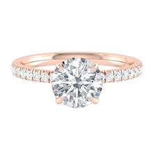 Load image into Gallery viewer, Round Diamond Engagement ring with Pave Gold or Platinum band and petals Manila Philippines