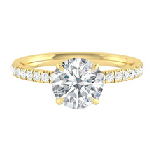 Load image into Gallery viewer, Round Diamond Engagement ring with Pave Gold or Platinum band and petals Manila Philippines