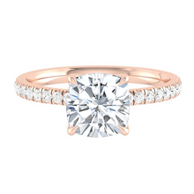Load image into Gallery viewer, Cushion Diamond Engagement ring with  Pave Gold or Platinum band and petals Manila Philippines