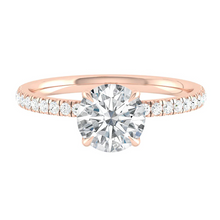 Load image into Gallery viewer, Round Diamond Engagement ring with Halo and Pave Gold or Platinum band and petals Manila Philippines