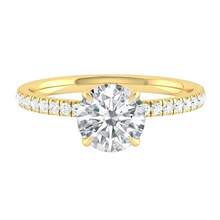 Load image into Gallery viewer, Round Diamond Engagement ring with Halo and Pave Gold or Platinum band and petals Manila Philippines