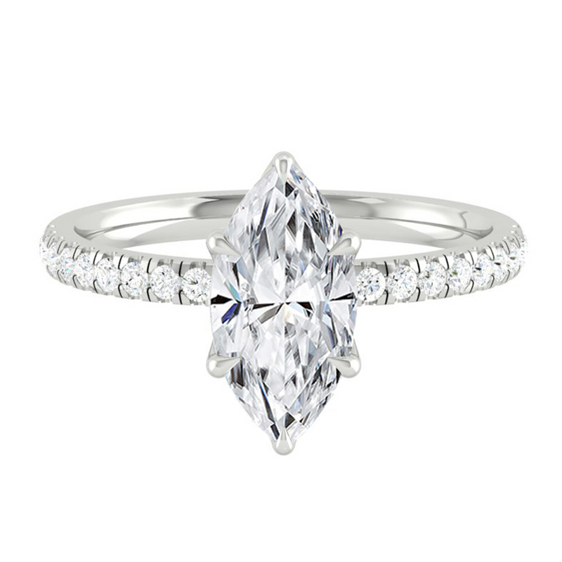 Marquise Diamond Engagement ring with Pave Gold or Platinum band and petals Manila Philippines