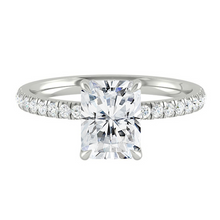 Load image into Gallery viewer, Radiant Diamond Engagement ring with  Pave Gold or Platinum band and petals Manila Philippines