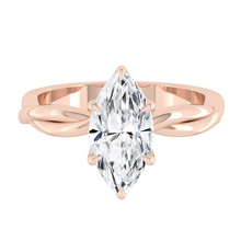 Load image into Gallery viewer, Marquise Lab Natural Diamond Engagement Ring with Twisting Gold Platinum band Philippines