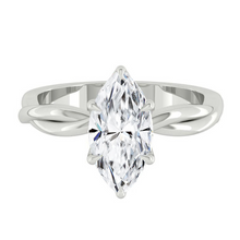 Load image into Gallery viewer, Marquise Lab Natural Diamond Engagement Ring with Twisting Gold Platinum band Philippines