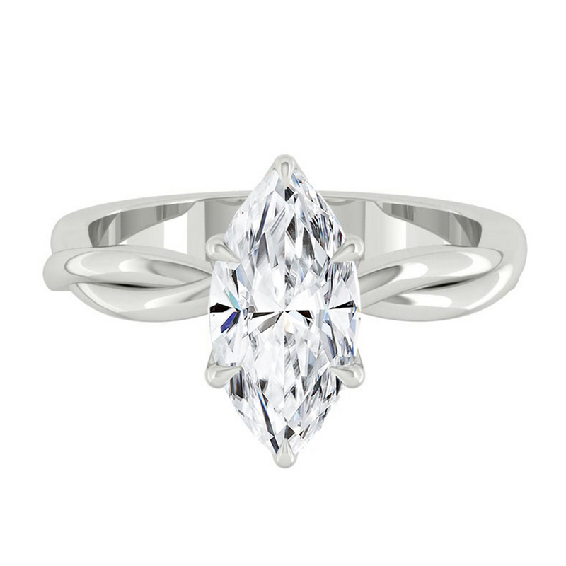 Marquise Lab Natural Diamond Engagement Ring with Twisting Gold Platinum band Philippines