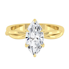 Load image into Gallery viewer, Marquise Lab Natural Diamond Engagement Ring with Twisting Gold Platinum band Philippines