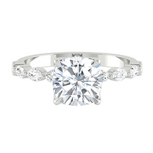 Load image into Gallery viewer, Cushion Diamond Engagement Ring with Marquise and Round Accent Band with Petal Prong in Gold or Platinum, Manila Philippines