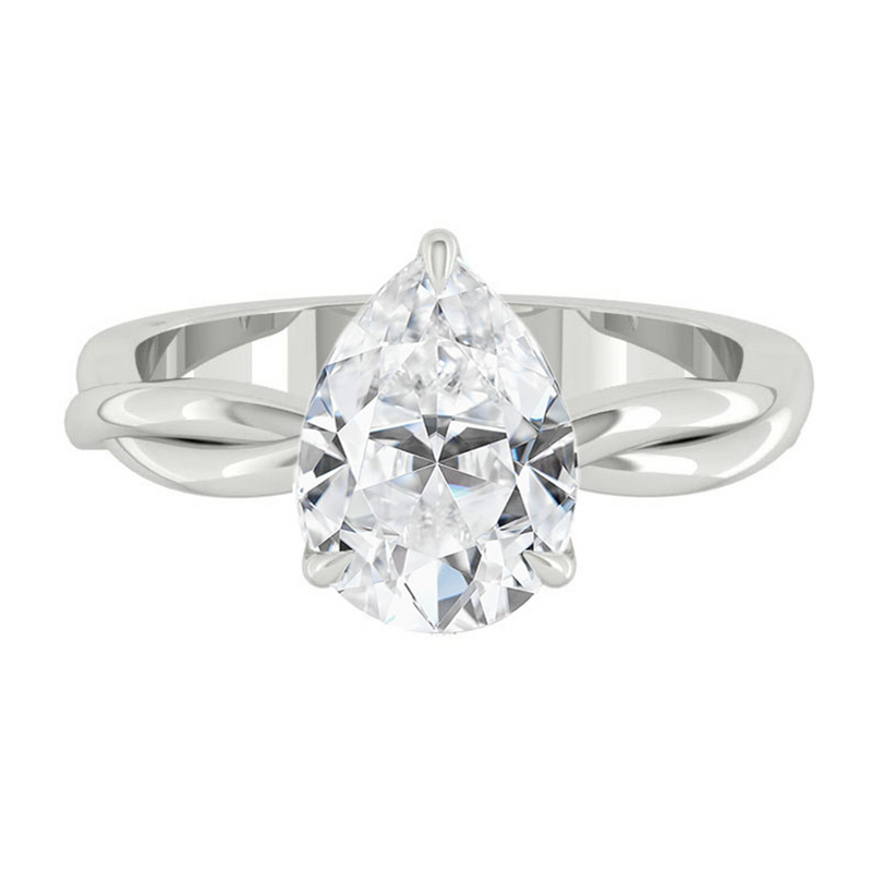 Pear Lab Natural Diamond Engagement Ring with Twisting Gold Platinum band Philippines