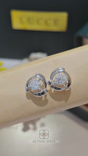 Load and play video in Gallery viewer, Lucce Amanda Round Earrings 0.96CTW SUPERNOVA Moissanite 14K White Gold