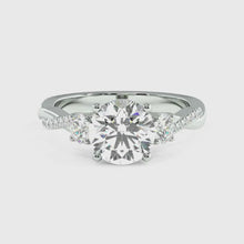 Load and play video in Gallery viewer, Trio Diamond Engagement Ring with Pave Twisting Gold Platinum band Philippines
