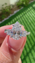Load and play video in Gallery viewer, Pear Trio Diamond Engagement Ring with Pave Twisting Gold Platinum band Philippines