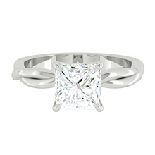 Load image into Gallery viewer, Princess Lab Natural Diamond Engagement Ring with Twisting Gold Platinum band Philippines