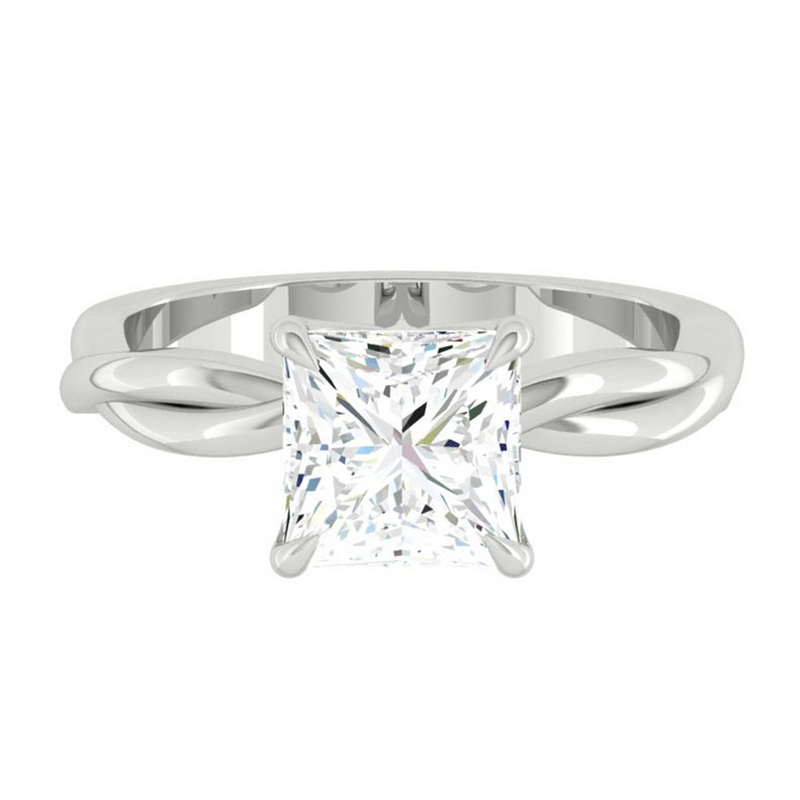 Princess Lab Natural Diamond Engagement Ring with Twisting Gold Platinum band Philippines