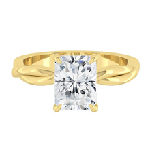 Load image into Gallery viewer, Radiant Lab Natural Diamond Engagement Ring with Twisting Gold Platinum band Philippines