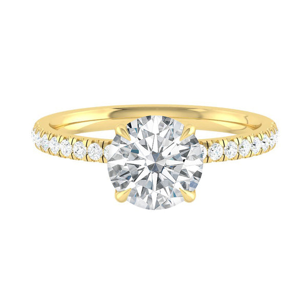 Lucce Lucia Pavé 4-Prong Round 1.00ct SUPERNOVA Moissanite 14K Yellow Gold