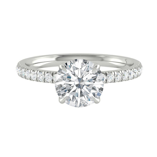 Lucce Lucia Pavé 4-Prong Round Moissanite