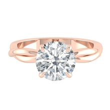 Load image into Gallery viewer, Round Lab Natural Diamond Engagement Ring with Twisting Gold Platinum band Philippines