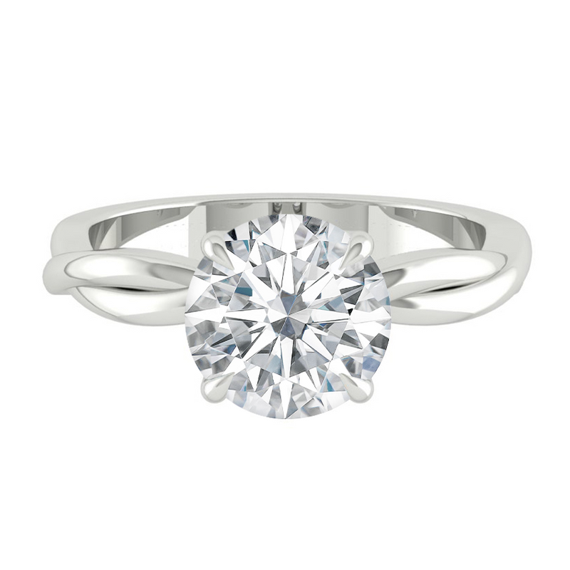 Round Lab Natural Diamond Engagement Ring with Twisting Gold Platinum band Philippines