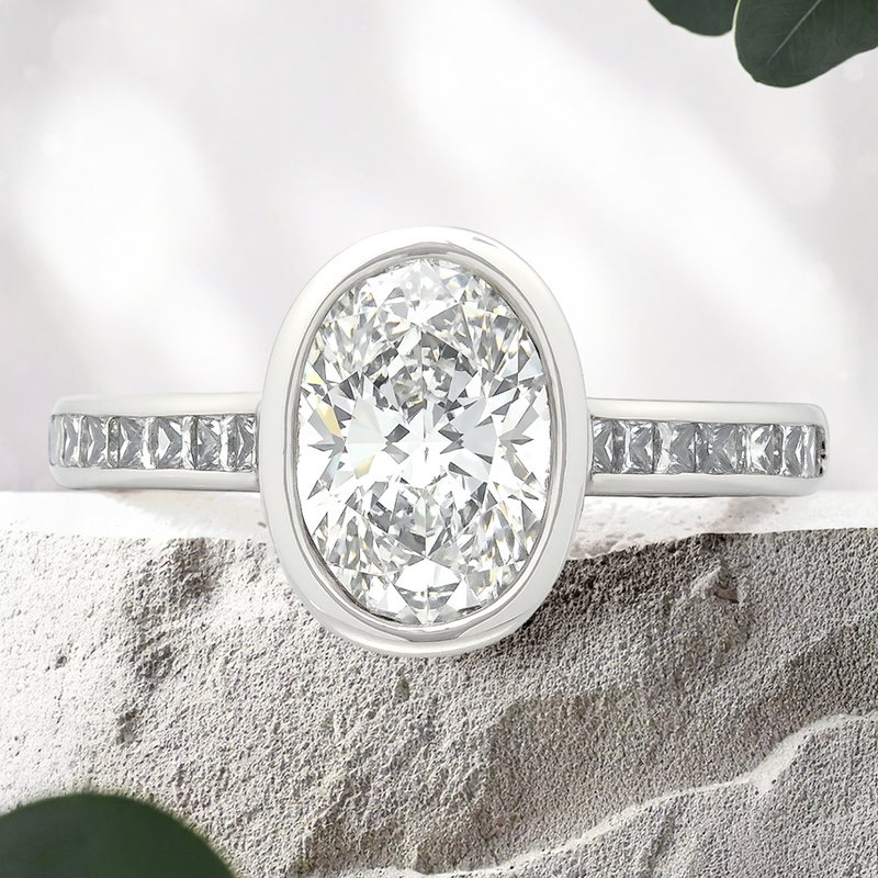 Lucce Carla Channel Oval Lab Diamond 1.50ct E VVS2 Ex IGI Platinum