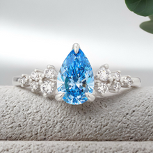 Load image into Gallery viewer, Lucce Ellia Pear Ocean Lab Diamond 0.86ct FIB VVS2 Ex IGI 14K White Gold