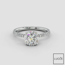 Load and play video in Gallery viewer, Lucia Pave 4-prong Round Diamond Engagement ring with Pave Gold or Platinum band and petals Manila Philippines