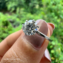 Load image into Gallery viewer, Round Solitaire Diamond Engagement ring with Gold or Platinum band and petals Manila Philippines