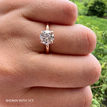 Load image into Gallery viewer, Round Solitaire Diamond Engagement ring with Gold or Platinum band and petals Manila Philippines