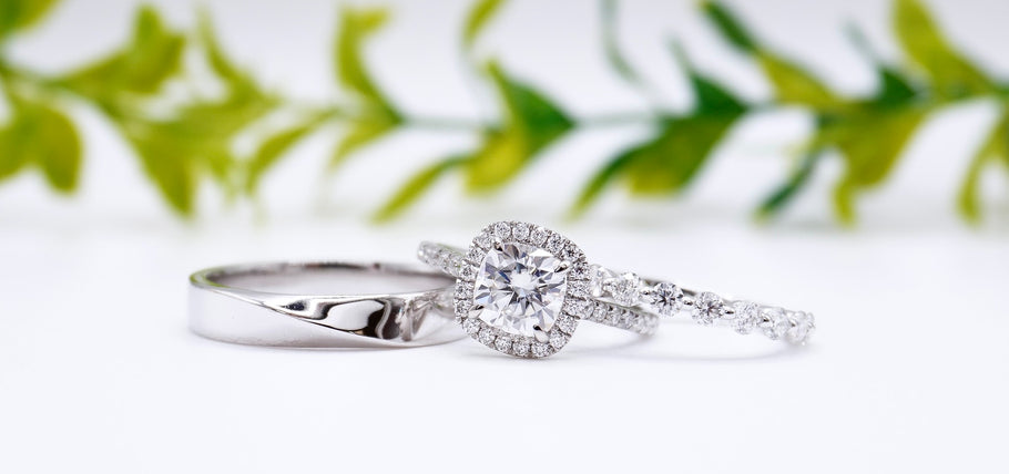 How to Pair a Halo Engagement Ring with Wedding Bands