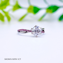 Load image into Gallery viewer, Moissanite Engagement Ring with Pink Diamond Band in the Philippines
