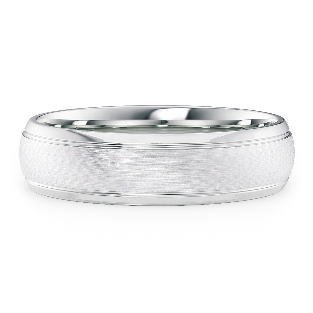 Load image into Gallery viewer, Semi-Domed Comfort Fit with Grooves and Brushed finish Unisex Wedding Ring in Gold or Plartinum
