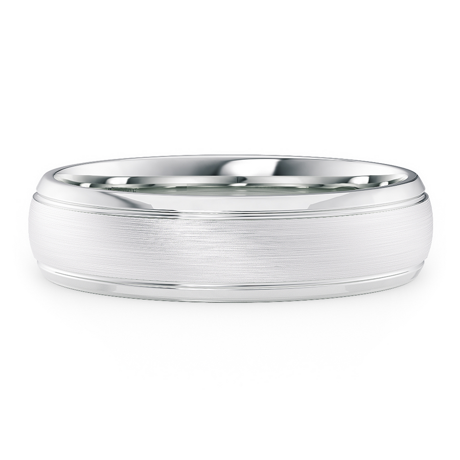 Load image into Gallery viewer, Semi-Domed Comfort Fit with Grooves and Brushed finish Unisex Wedding Ring in Gold or Plartinum

