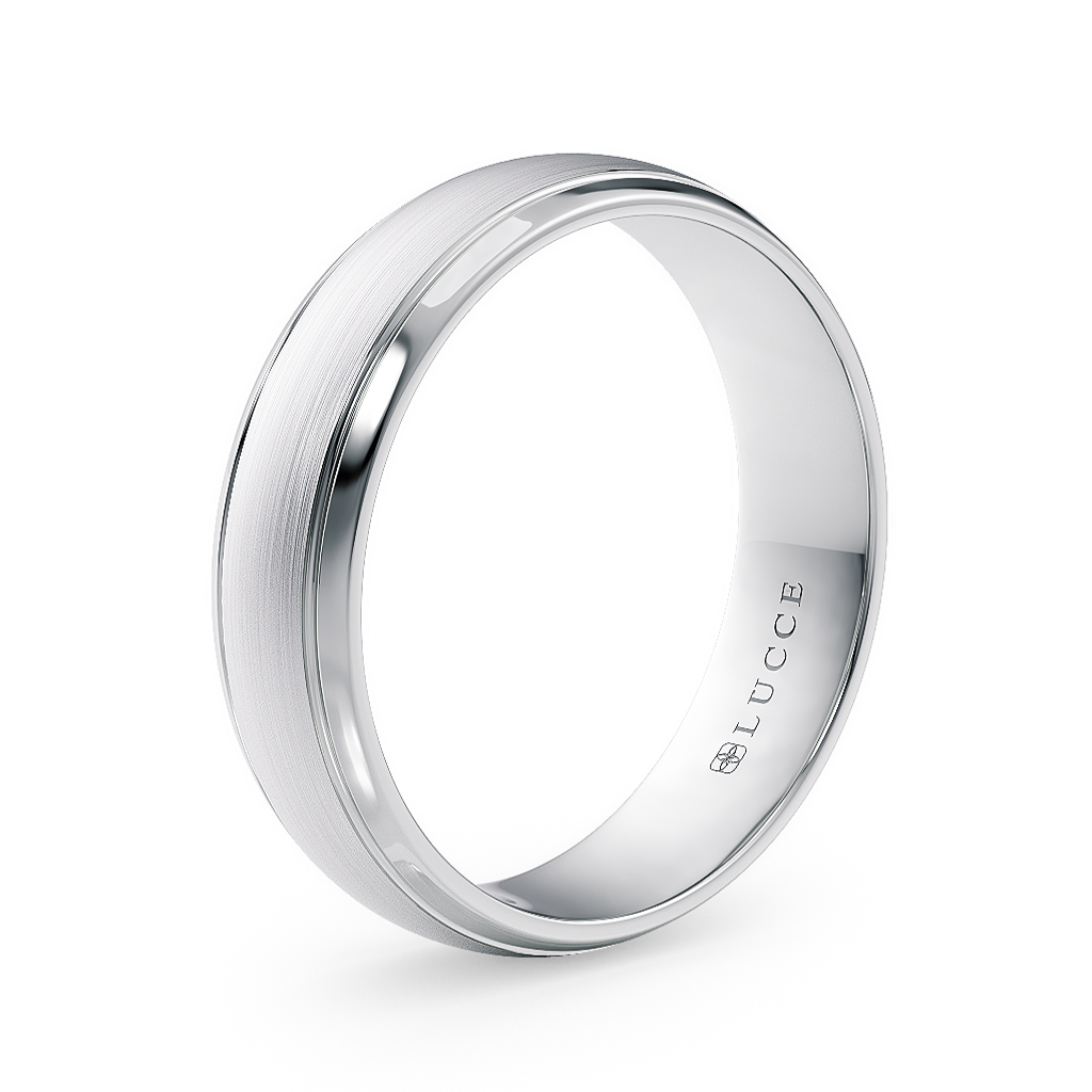 Load image into Gallery viewer, Semi-Domed Comfort Fit with Grooves and Brushed finish Unisex Wedding Ring in Gold or Plartinum
