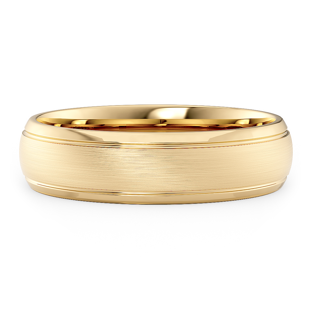 Load image into Gallery viewer, Semi-Domed Comfort Fit with Grooves and Brushed finish Unisex Wedding Ring in Gold or Plartinum
