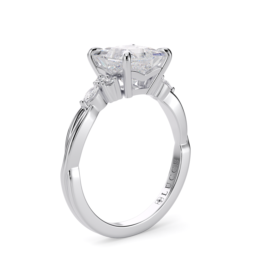 Load image into Gallery viewer, LUCCE Twisting Cluster Princess  and Cushion Diamond in Low Basket Setting Engagement Ring in Gold or Platinum
