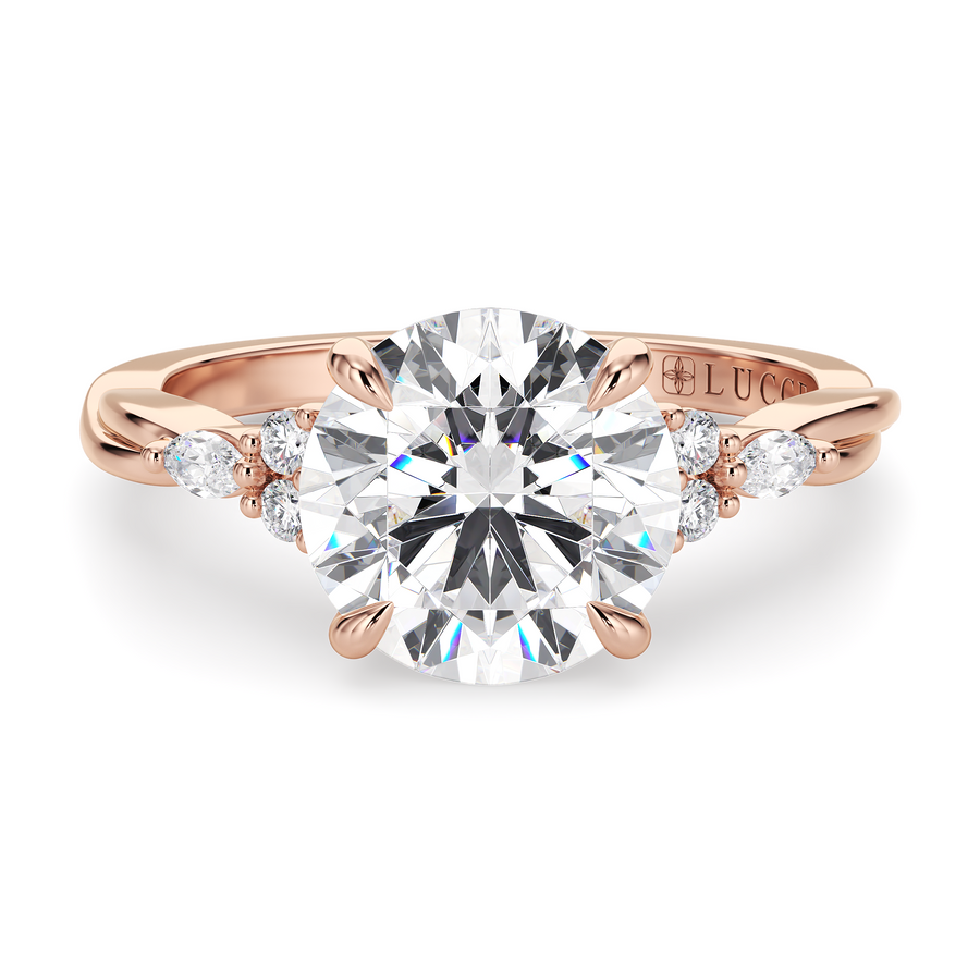 Load image into Gallery viewer, LUCCE Twisting Cluster Round Diamond in  Low Basket Setting Engagement Ring in Gold or Platinum
