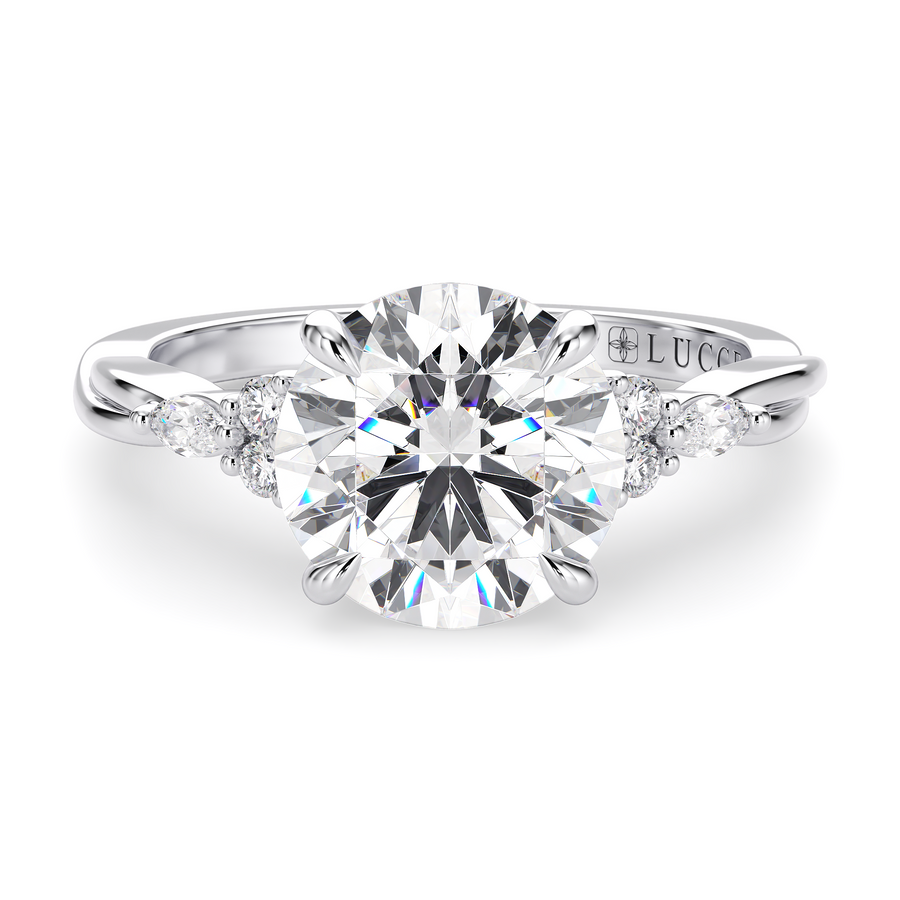 Load image into Gallery viewer, LUCCE Twisting Cluster Round Diamond in  Low Basket Setting Engagement Ring in Gold or Platinum
