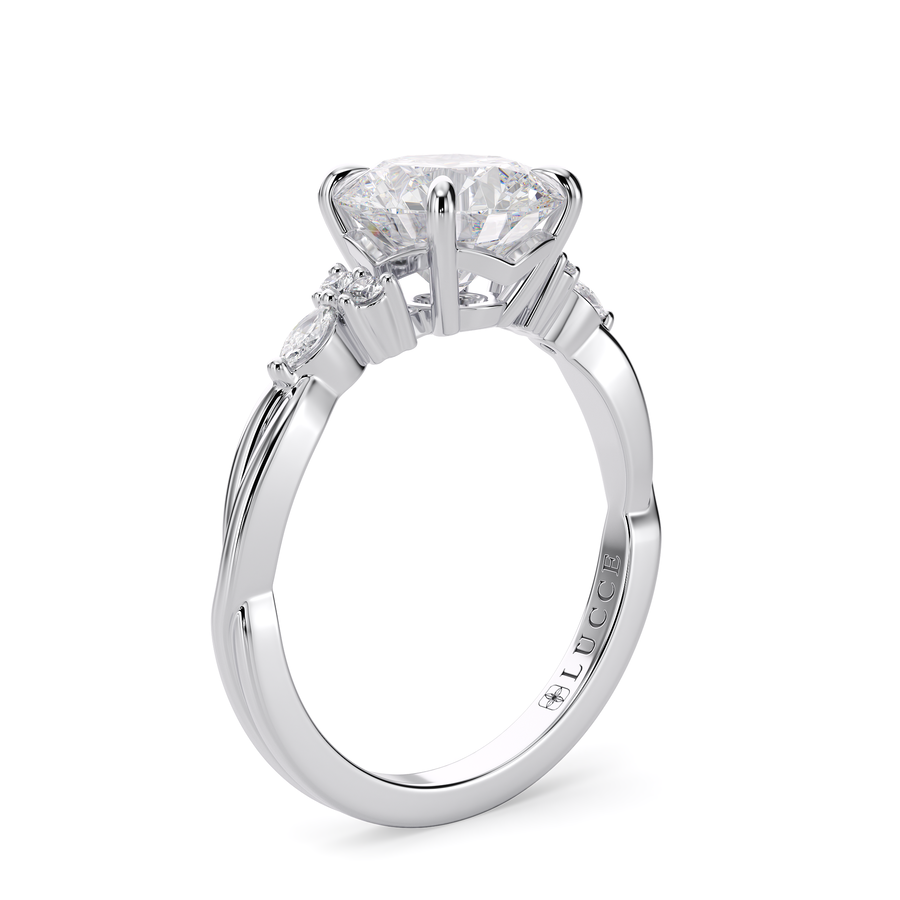 Load image into Gallery viewer, LUCCE Twisting Cluster Round Diamond in  Low Basket Setting Engagement Ring in Gold or Platinum
